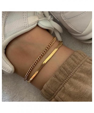 Gold Layered Ankle Bracelets for Women Layering Anklets Set Bracelet 14k Gold Plated CZ Rhinestone Chain Anklet Bracelets Dai...