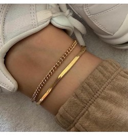 Gold Layered Ankle Bracelets for Women Layering Anklets Set Bracelet 14k Gold Plated CZ Rhinestone Chain Anklet Bracelets Dai...