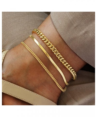 Gold Layered Ankle Bracelets for Women Layering Anklets Set Bracelet 14k Gold Plated CZ Rhinestone Chain Anklet Bracelets Dai...