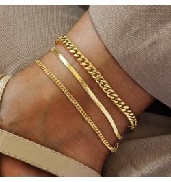 Gold Layered Ankle Bracelets for Women Layering Anklets Set Bracelet 14k Gold Plated CZ Rhinestone Chain Anklet Bracelets Dai...