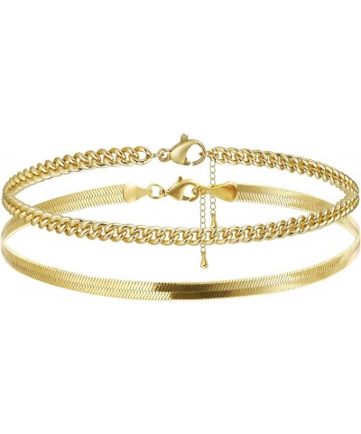 Gold Layered Ankle Bracelets for Women Layering Anklets Set Bracelet 14k Gold Plated CZ Rhinestone Chain Anklet Bracelets Dai...