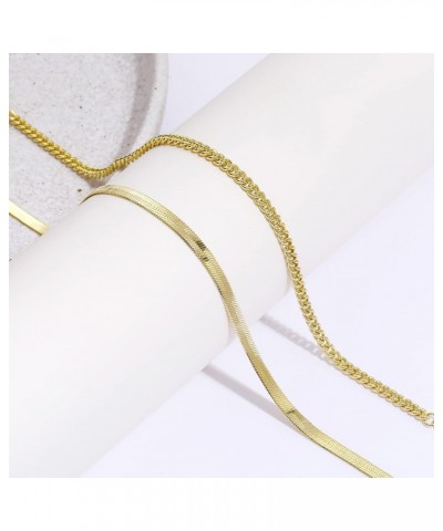 Gold Layered Ankle Bracelets for Women Layering Anklets Set Bracelet 14k Gold Plated CZ Rhinestone Chain Anklet Bracelets Dai...