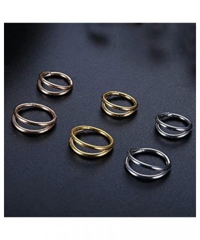 Nose Rings Hoops Double Septum Rings Clicker Cartilage Hoop Earring Surgical Steel Nose piercing Hoop Open Stacked Hoop Nose ...