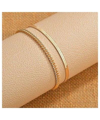 Gold Layered Ankle Bracelets for Women Layering Anklets Set Bracelet 14k Gold Plated CZ Rhinestone Chain Anklet Bracelets Dai...