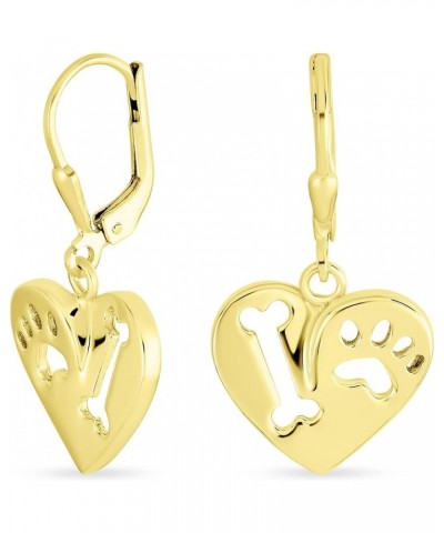 Best Friend Pet Animal Lover BFF Dog Bone Puppy Round Disc Dangling Paw Print Earrings For Women Teen .925 Sterling Silver Fi...