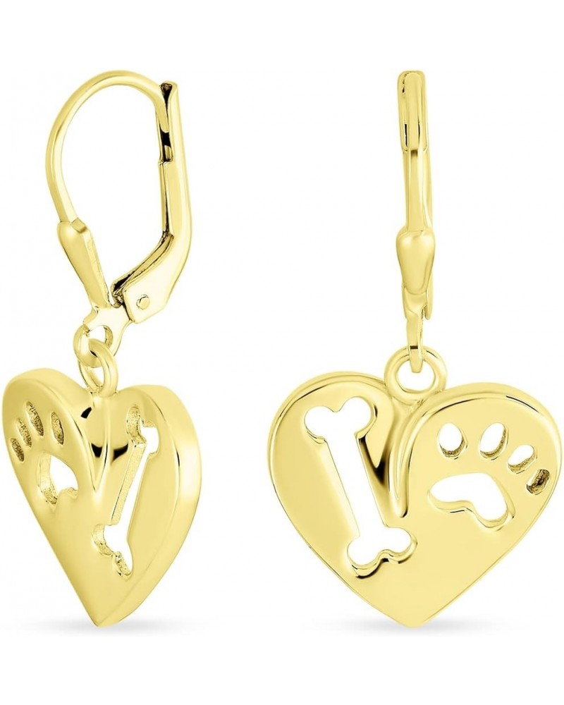 Best Friend Pet Animal Lover BFF Dog Bone Puppy Round Disc Dangling Paw Print Earrings For Women Teen .925 Sterling Silver Fi...