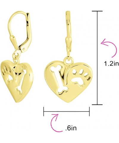 Best Friend Pet Animal Lover BFF Dog Bone Puppy Round Disc Dangling Paw Print Earrings For Women Teen .925 Sterling Silver Fi...