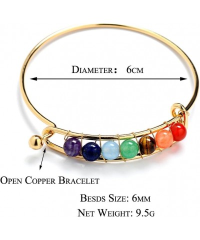 7 Chakra Yoga Meditation Bracelet Adjustable Healing 6mm Crystal Stone Bead Cuff Bracelets Gifts for Women Girls A Gold $6.83...