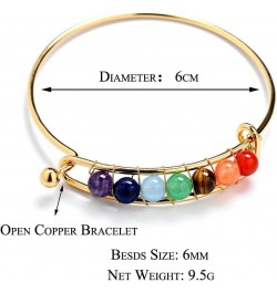 7 Chakra Yoga Meditation Bracelet Adjustable Healing 6mm Crystal Stone Bead Cuff Bracelets Gifts for Women Girls A Gold $6.83...