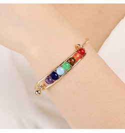 7 Chakra Yoga Meditation Bracelet Adjustable Healing 6mm Crystal Stone Bead Cuff Bracelets Gifts for Women Girls A Gold $6.83...