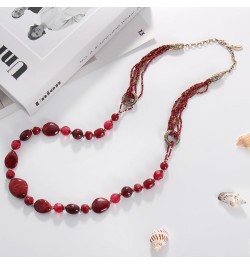 Long Beaded Necklace for Women Handmade Fashion Costume Chain Jewelry Gift wine $10.83 Necklaces