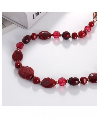 Long Beaded Necklace for Women Handmade Fashion Costume Chain Jewelry Gift wine $10.83 Necklaces