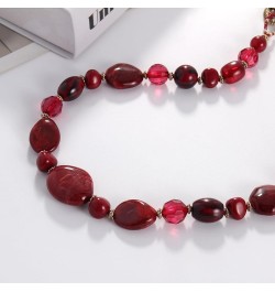 Long Beaded Necklace for Women Handmade Fashion Costume Chain Jewelry Gift wine $10.83 Necklaces