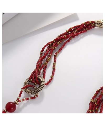 Long Beaded Necklace for Women Handmade Fashion Costume Chain Jewelry Gift wine $10.83 Necklaces