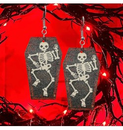 Unique Handmade Creative Guillotine Bloodstained Wooden Dangle Drop Earrings Horror Knife Nature Wood Halloween Hook Earrings...