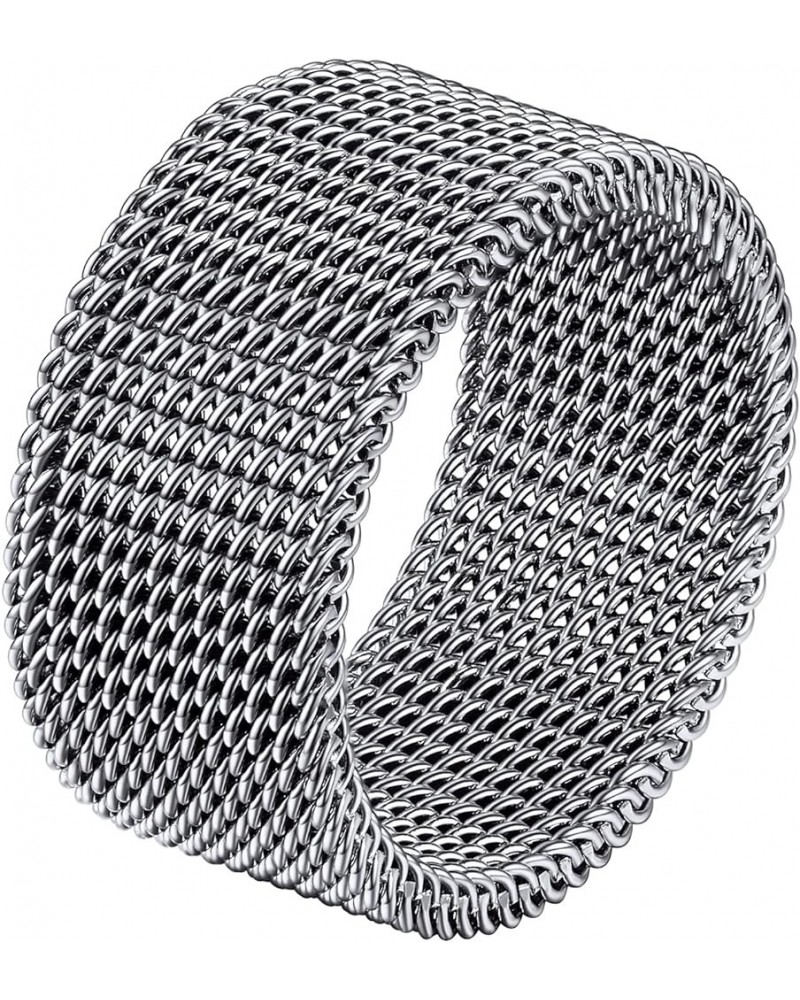 Trendy Mesh Band Rings for Men Women, Minimalist, Wide Comfort Fit Chunky Ring, Silver/Gold/Black/Colorful, Size 7- 12, Come ...