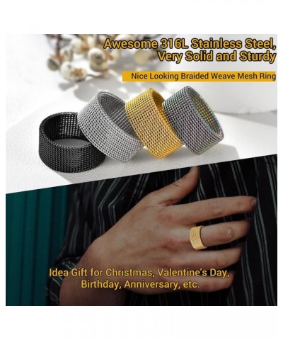 Trendy Mesh Band Rings for Men Women, Minimalist, Wide Comfort Fit Chunky Ring, Silver/Gold/Black/Colorful, Size 7- 12, Come ...