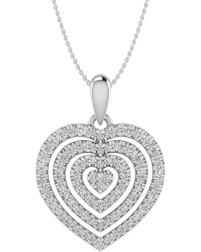 1/3 to 1/2 Carat Diamond Heart in Heart Pendant Necklace in 10K White Gold (Silver Chain Included) PD-06124-I2I3-10KWX $94.35...