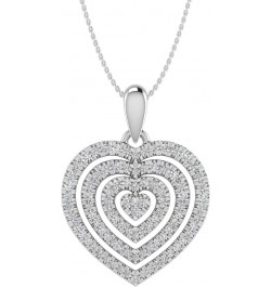 1/3 to 1/2 Carat Diamond Heart in Heart Pendant Necklace in 10K White Gold (Silver Chain Included) PD-06124-I2I3-10KWX $94.35...