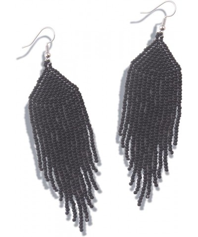 Long Beaded Tassel Earrings – Bohemian Beaded Fringe Drop Dangle Earrings, Native Seed Bead Statement Earrings, Idea for Wome...