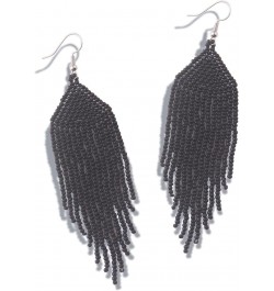 Long Beaded Tassel Earrings – Bohemian Beaded Fringe Drop Dangle Earrings, Native Seed Bead Statement Earrings, Idea for Wome...