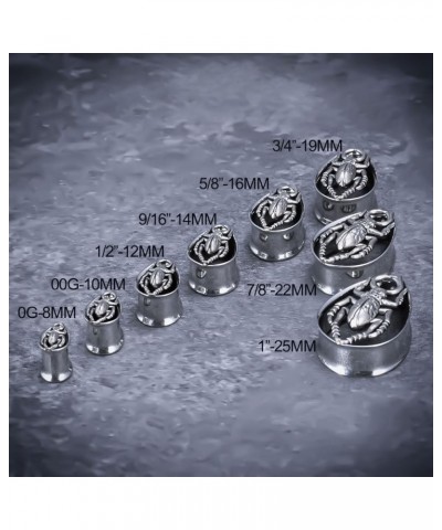 1 Pair Double FLared Tear Drop Ear Tunnels Piercing Stainless Steel Scarab Gauges Silvery Earrings Plugs 0g to 1". S8558G 3/4...