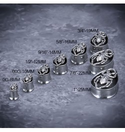 1 Pair Double FLared Tear Drop Ear Tunnels Piercing Stainless Steel Scarab Gauges Silvery Earrings Plugs 0g to 1". S8558G 3/4...