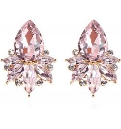 Vintage Rhinestone Earrings Fancy Crystal Cluster Drop Earrings Art Deco Earrings for Women Girls Pink Stud $9.17 Earrings