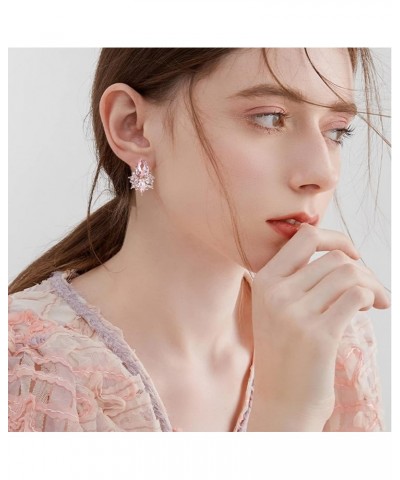 Vintage Rhinestone Earrings Fancy Crystal Cluster Drop Earrings Art Deco Earrings for Women Girls Pink Stud $9.17 Earrings