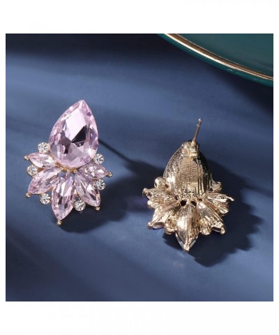 Vintage Rhinestone Earrings Fancy Crystal Cluster Drop Earrings Art Deco Earrings for Women Girls Pink Stud $9.17 Earrings