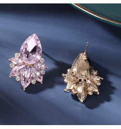 Vintage Rhinestone Earrings Fancy Crystal Cluster Drop Earrings Art Deco Earrings for Women Girls Pink Stud $9.17 Earrings