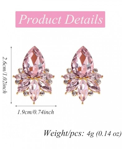 Vintage Rhinestone Earrings Fancy Crystal Cluster Drop Earrings Art Deco Earrings for Women Girls Pink Stud $9.17 Earrings