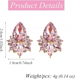 Vintage Rhinestone Earrings Fancy Crystal Cluster Drop Earrings Art Deco Earrings for Women Girls Pink Stud $9.17 Earrings