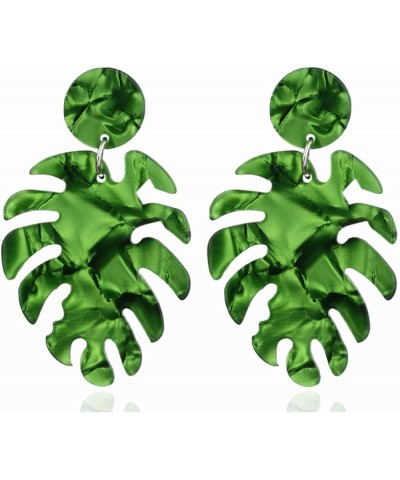 Fashion Acrylic Statement Palm Leaf Earrings Resin Tropical Plant Monstera Leaves Drop Dangle Earrings Jewelry For Women Girl...