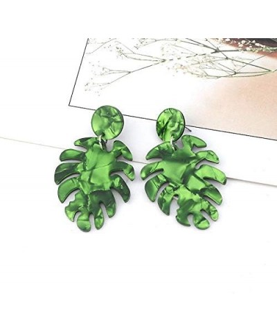 Fashion Acrylic Statement Palm Leaf Earrings Resin Tropical Plant Monstera Leaves Drop Dangle Earrings Jewelry For Women Girl...