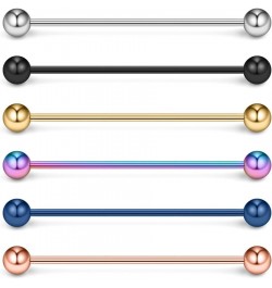 16 Gauge Industrial Barbell Cartilage Earring Body Piercing Jewelry 1 5/8 Inch(40mm) 6PCS - Mix Colors $8.69 Body Jewelry