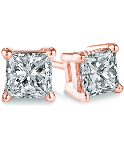 (IGI Certified 0.70ct &up) Princess cut Diamond stud 14K from 0.04ct to 2.00ct Clarity-I3-I4 Rose Gold 0.08 carats $25.15 Ear...