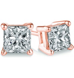 (IGI Certified 0.70ct &up) Princess cut Diamond stud 14K from 0.04ct to 2.00ct Clarity-I3-I4 Rose Gold 0.08 carats $25.15 Ear...