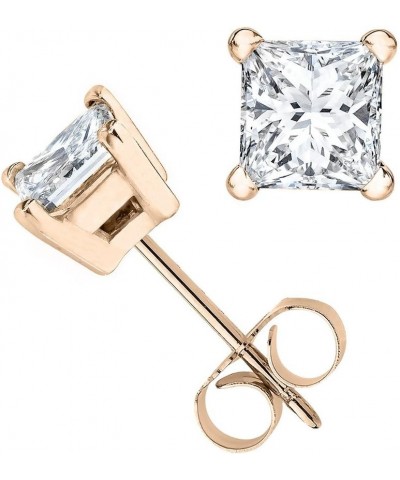 (IGI Certified 0.70ct &up) Princess cut Diamond stud 14K from 0.04ct to 2.00ct Clarity-I3-I4 Rose Gold 0.08 carats $25.15 Ear...