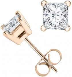 (IGI Certified 0.70ct &up) Princess cut Diamond stud 14K from 0.04ct to 2.00ct Clarity-I3-I4 Rose Gold 0.08 carats $25.15 Ear...