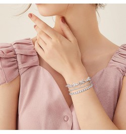 14K Gold Plated Tennis Bracelet Cubic Zirconia Classic Adjustable Bracelet Silver Bracelets for Women Girls Birthday Valentin...