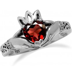 Genuine Gemstones 925 Sterling Silver Flower and Leaf Vintage Inspired Ring Jewelry for Women 12 Silver Red Garnet - Rhodium ...