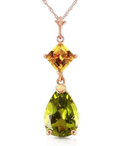 14k Yellow, White, Rose Gold Natural Citrine and Peridot Drop Pendant Necklace Rose Gold 22.0 Inches $99.72 Necklaces