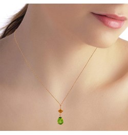 14k Yellow, White, Rose Gold Natural Citrine and Peridot Drop Pendant Necklace Rose Gold 22.0 Inches $99.72 Necklaces