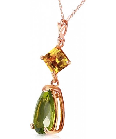 14k Yellow, White, Rose Gold Natural Citrine and Peridot Drop Pendant Necklace Rose Gold 22.0 Inches $99.72 Necklaces