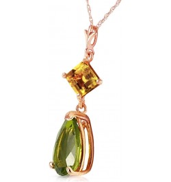 14k Yellow, White, Rose Gold Natural Citrine and Peridot Drop Pendant Necklace Rose Gold 22.0 Inches $99.72 Necklaces