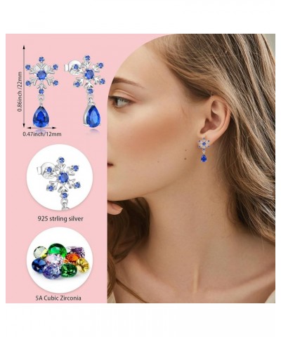 Snowflake Teardrop Earrings for Women 925 Sterling Silver 5A Cubic Zirconia Birthstone Hypoallergenic Studs Earrings Jewelry ...