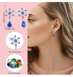 Snowflake Teardrop Earrings for Women 925 Sterling Silver 5A Cubic Zirconia Birthstone Hypoallergenic Studs Earrings Jewelry ...