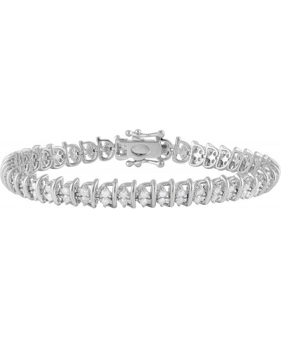 Prong Set 2.00 to 2 1/4 Carat Round-cut Double Row Diamond Tennis Bracelet in Sterling Silver | Fine Jewelry for Women Teen G...