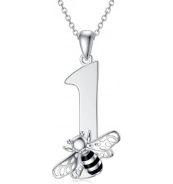 Personalized Bee Number Necklace 925 Sterling Silver Number 0-9 Charms Pendant Necklace Custom Lucky Number Necklace for Wome...